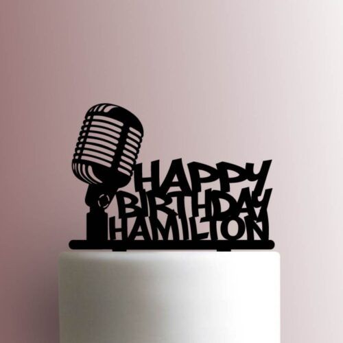 Custom Microphone Happy Birthday Name 225-A375 Cake Topper