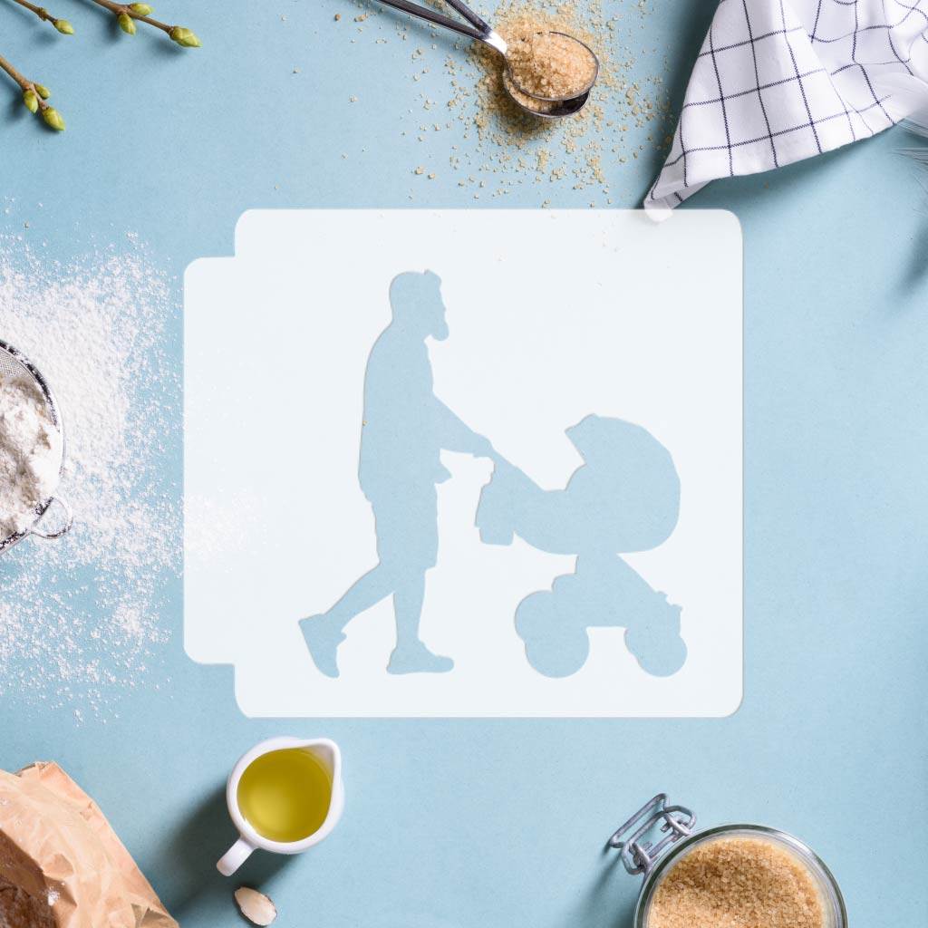 Dad with Stroller 783-F146 Stencil Silhouette