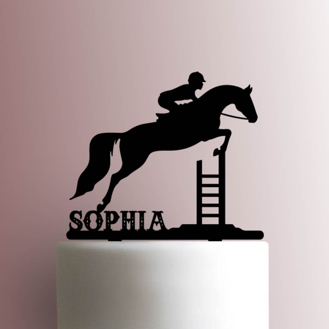 Custom Equestrian Jumping Name 225-A908 Cake Topper