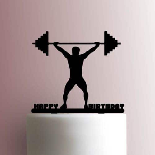 Weightlifter Happy Birthday 225-A890 Cake Topper