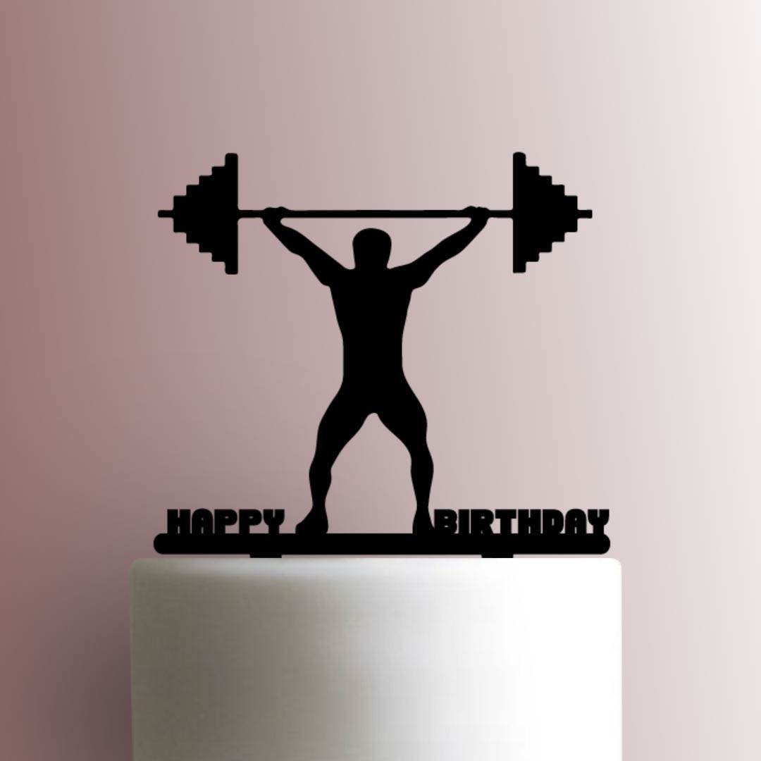 Weightlifter Happy Birthday 225-A890 Cake Topper