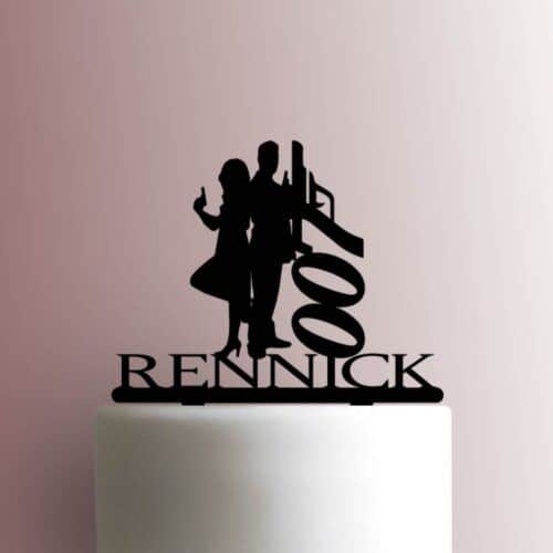 Custom James Bonds 007 Wedding Name 225-A939 Cake Topper