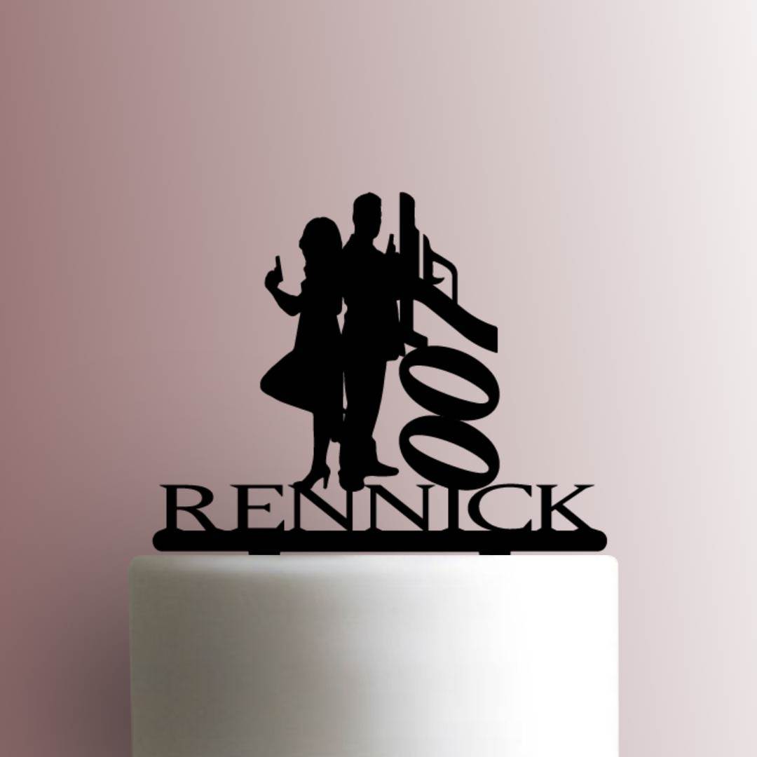 Custom James Bonds 007 Wedding Name 225-A939 Cake Topper