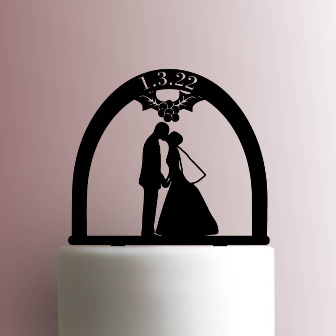 Custom Mistletoe Wedding Date 225-A944 Cake Topper
