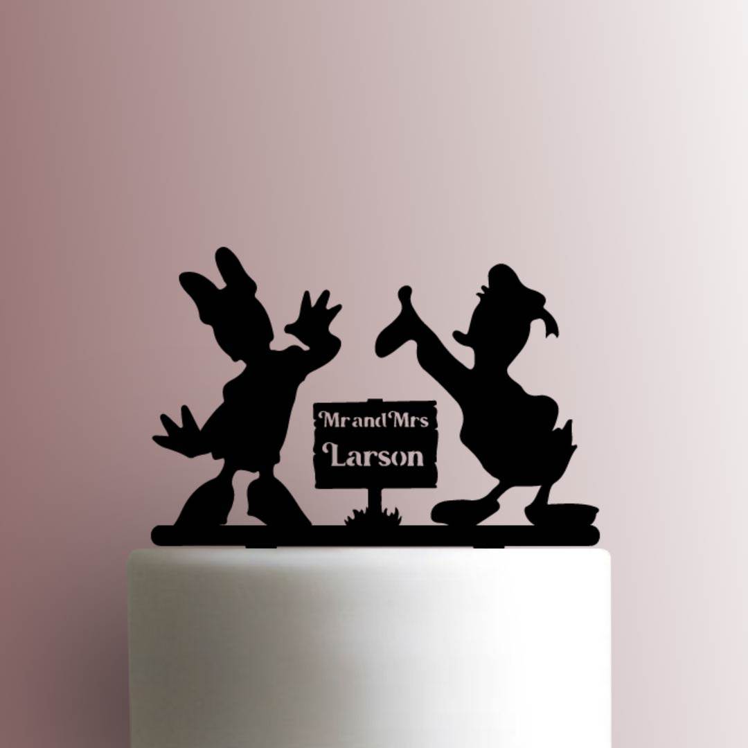 Custom Donald and Daisy Duck Wedding Name 225-A865 Cake Topper