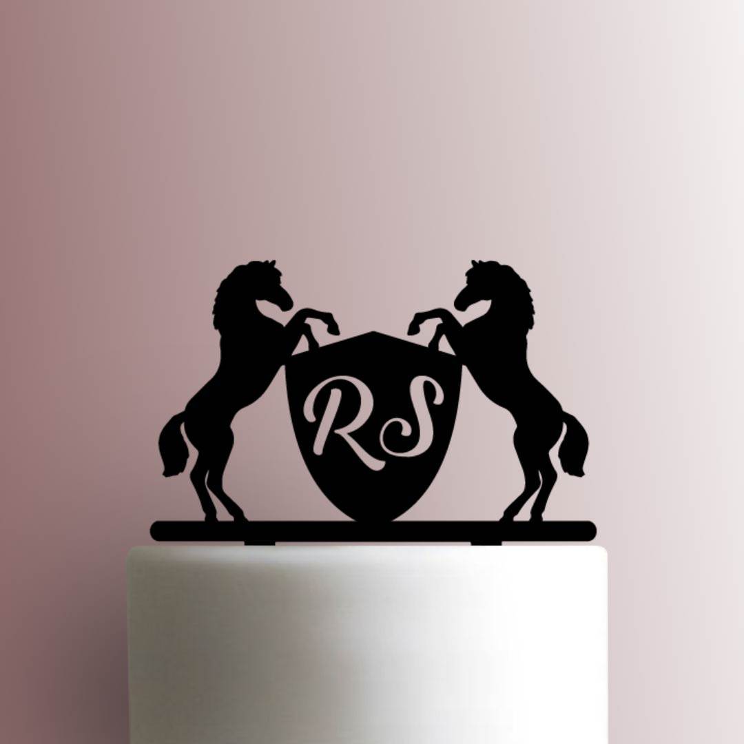 Custom Horse Shield Initials 225-A990 Cake Topper