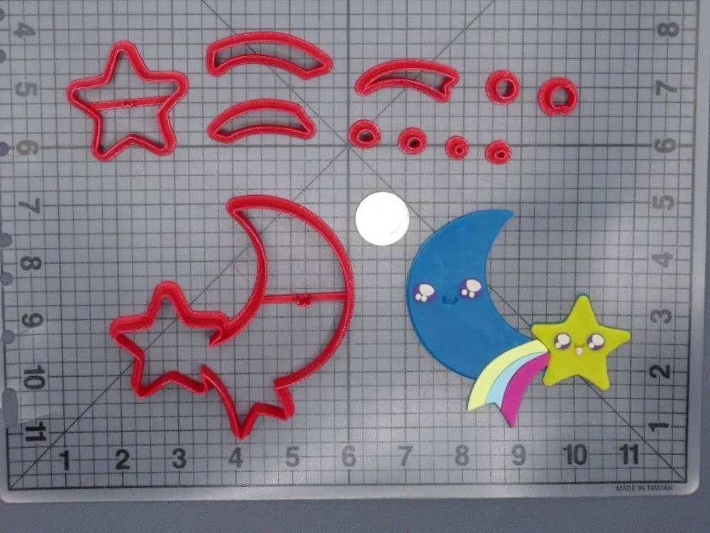 Moon and Shooting Star Kawaii 266-F299 Cookie Cutter Set