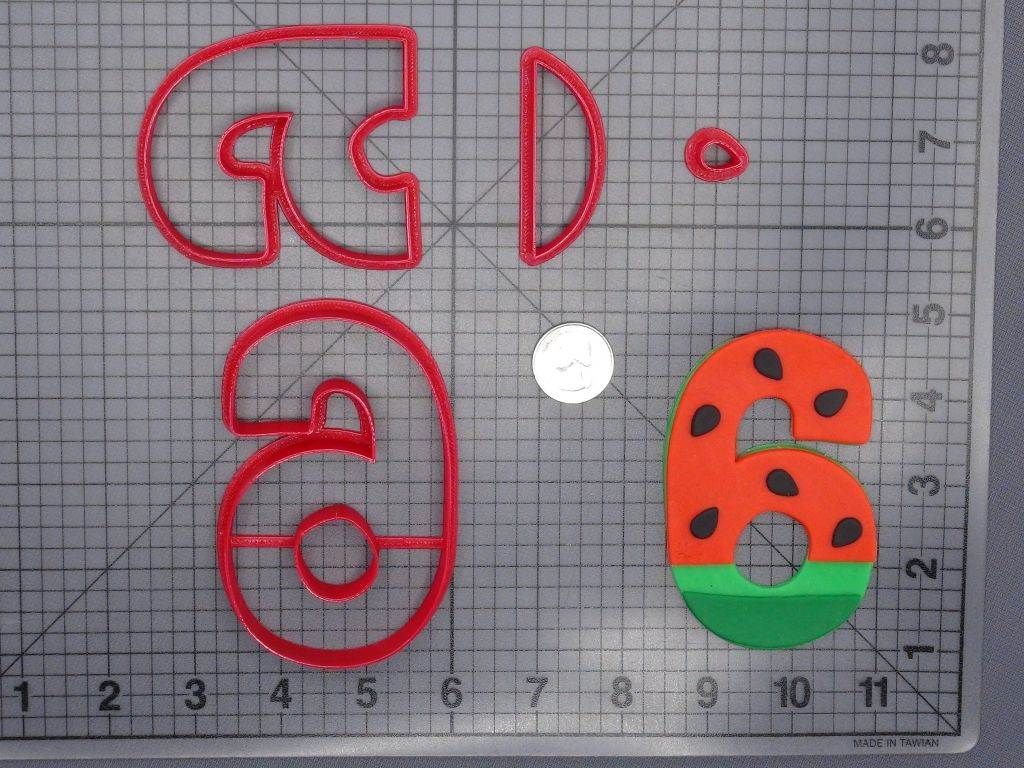 Watermelon Font Number Six 266-G974 Cookie Cutter Set