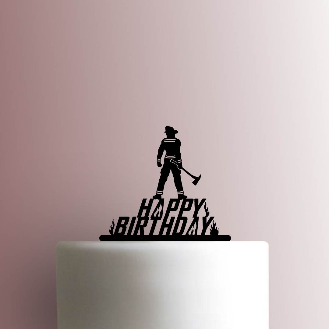 Firefighter Happy Birthday 225-B122 Cake Topper