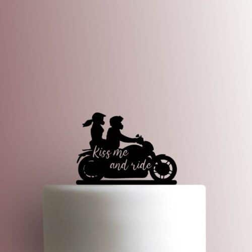 Motorcycle Couple Kiss Me and Ride 225-B070 Cake Topper
