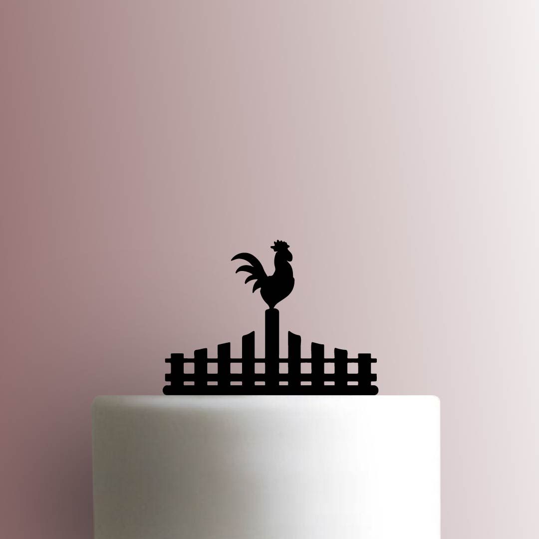 Rooster on Fence 225-B238 Cake Topper