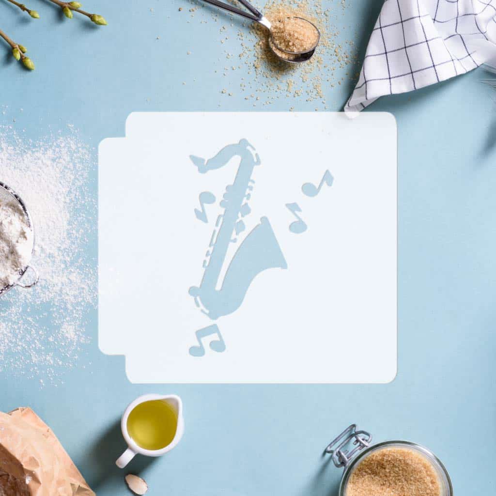 Saxophone with Music Notes 783-G865 Stencil