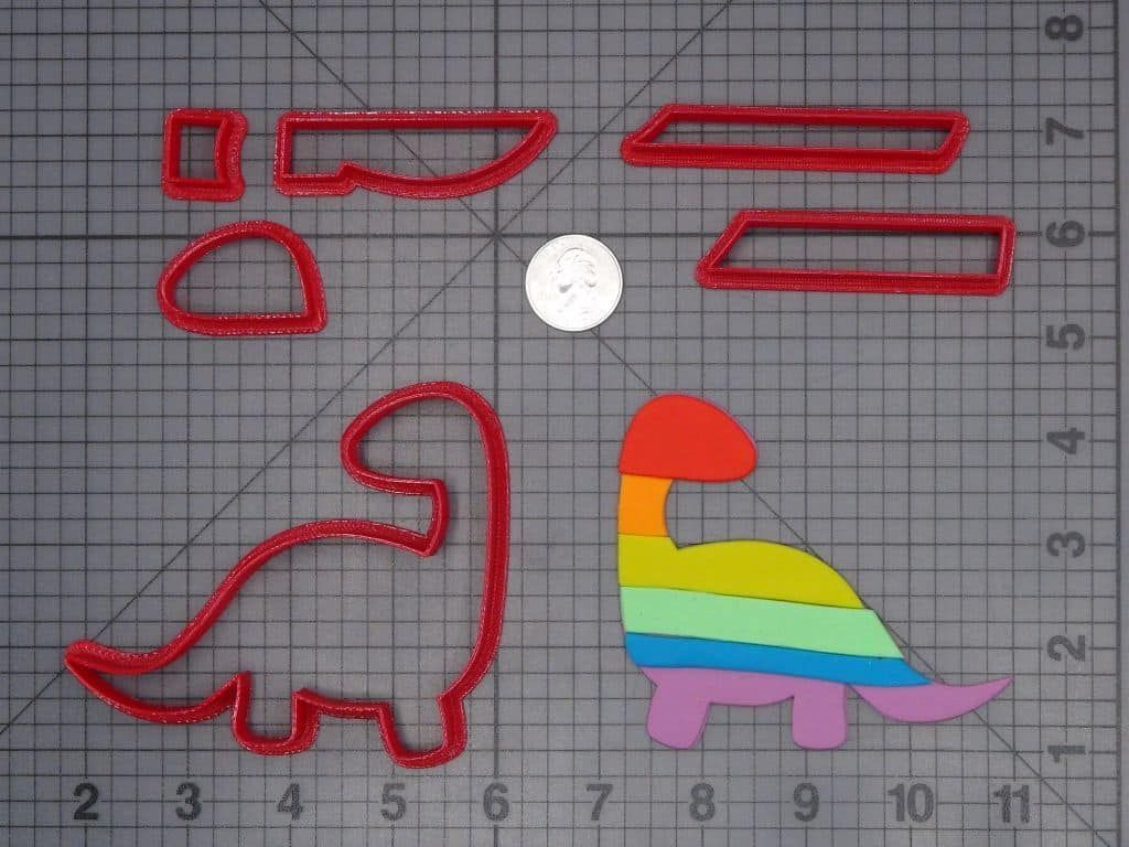 Brontosaurus Dinosaur Rainbow 266-H556 Cookie Cutter Set