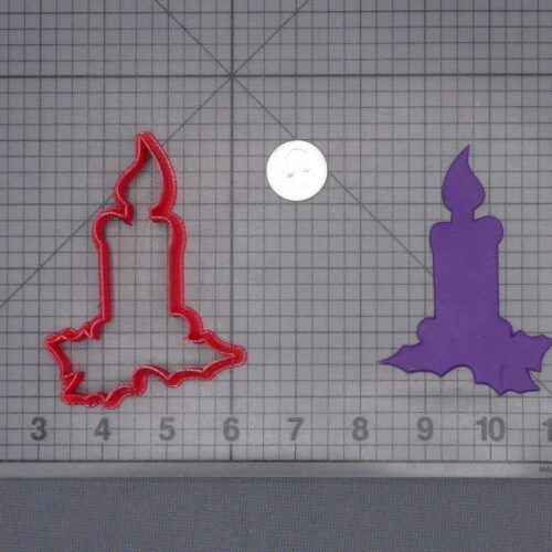 Christmas - Candle with Holly 266-H775 Cookie Cutter Silhouette
