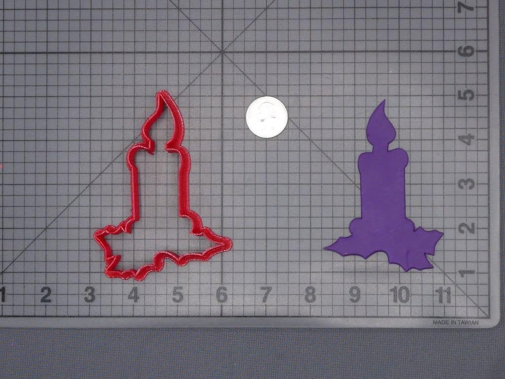 Christmas - Candle with Holly 266-H775 Cookie Cutter Silhouette