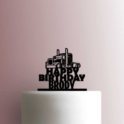 Custom Semi Truck Happy Birthday Name 225-B349 Cake Topper