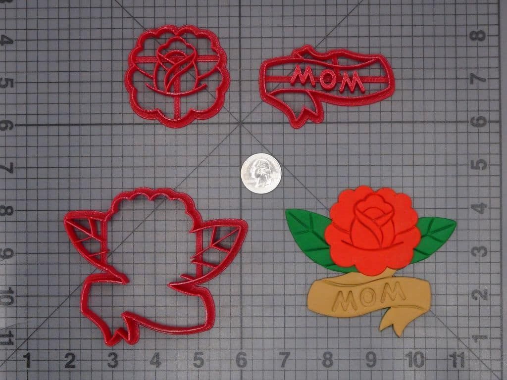 Mothers Day - I Love Mom Rose 266-G904 Cookie Cutter Set