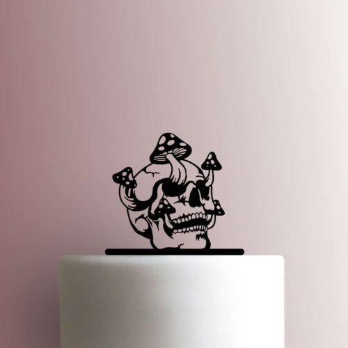 Skull with Mushrooms 225-B354 Cake Topper
