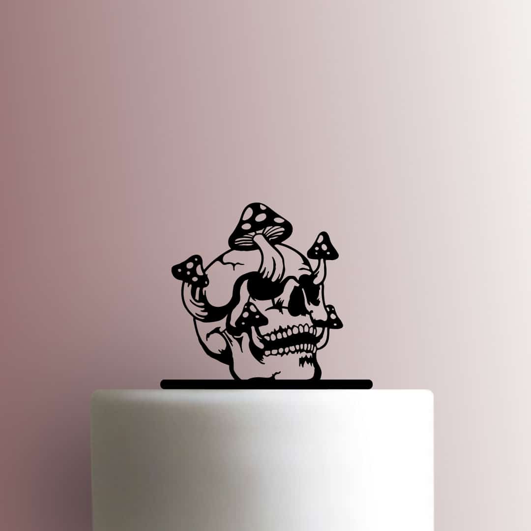 Skull with Mushrooms 225-B354 Cake Topper