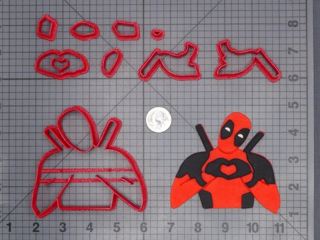 Valentines Day - Deadpool with Heart Hands 266-H169 Cookie Cutter Set