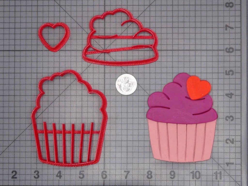 Cupcake with Heart 266-H921 Cookie Cutter Set