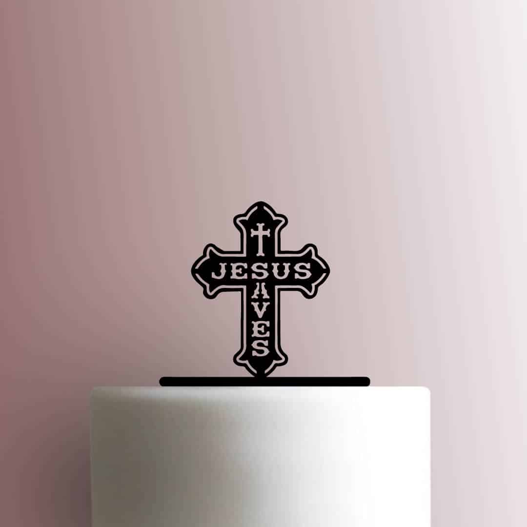 Cross Jesus Saves 225-B308 Cake Topper