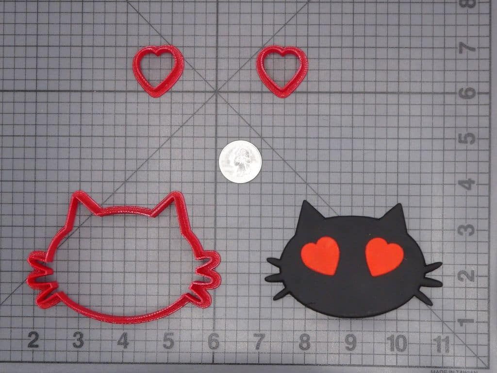 Valentines Day - Cat with Heart Eyes 266-H874 Cookie Cutter Set