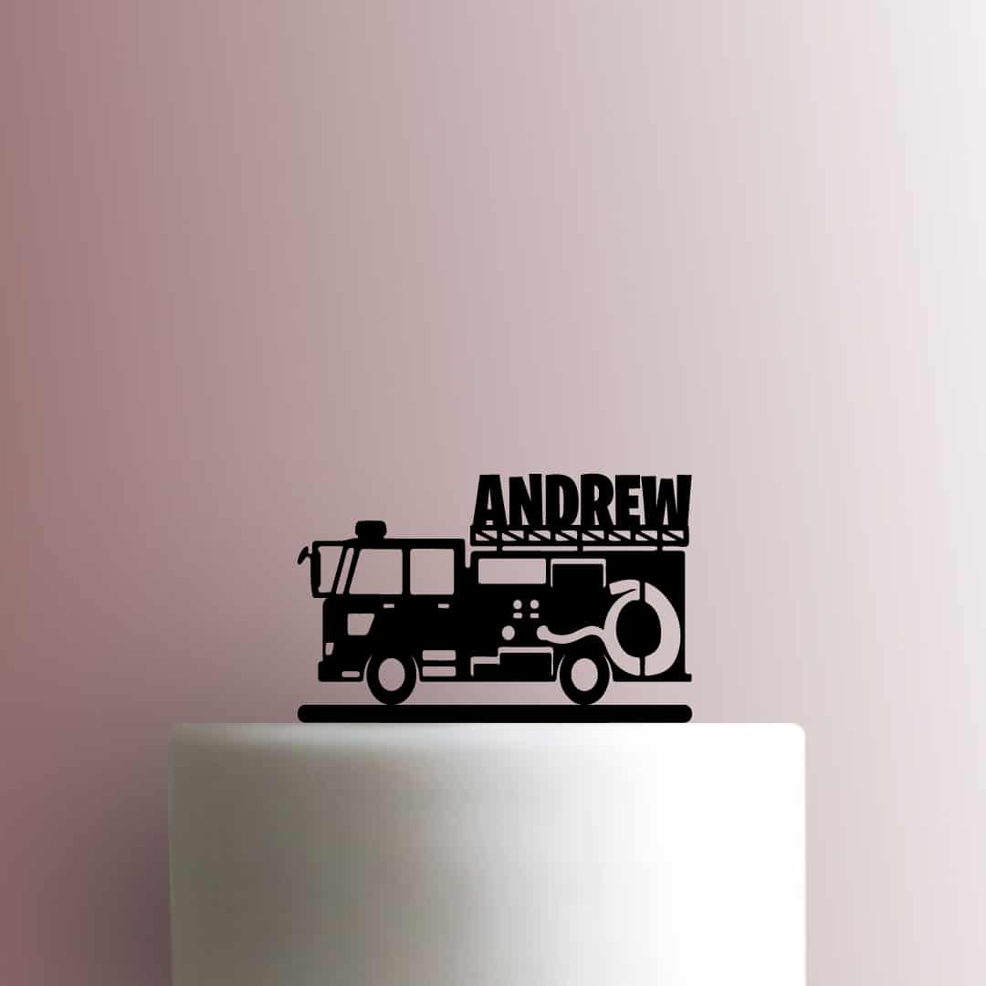 Custom Fire Truck Name 225-B453 Cake Topper
