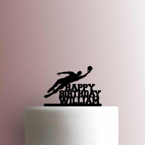 Custom Soccer Goalkeeper Happy Birthday Name 225-B396 Cake Topper
