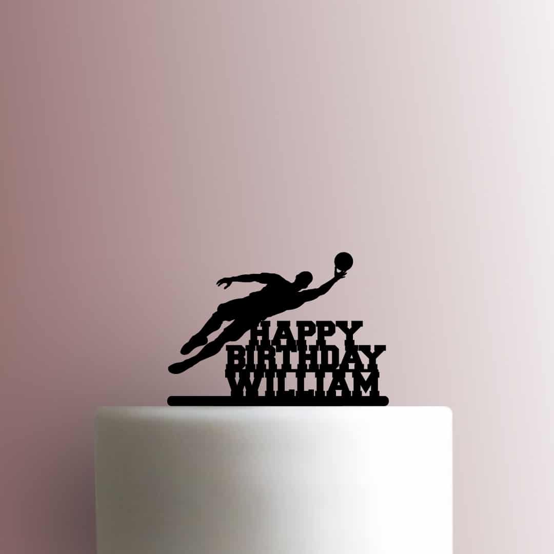 Custom Soccer Goalkeeper Happy Birthday Name 225-B396 Cake Topper