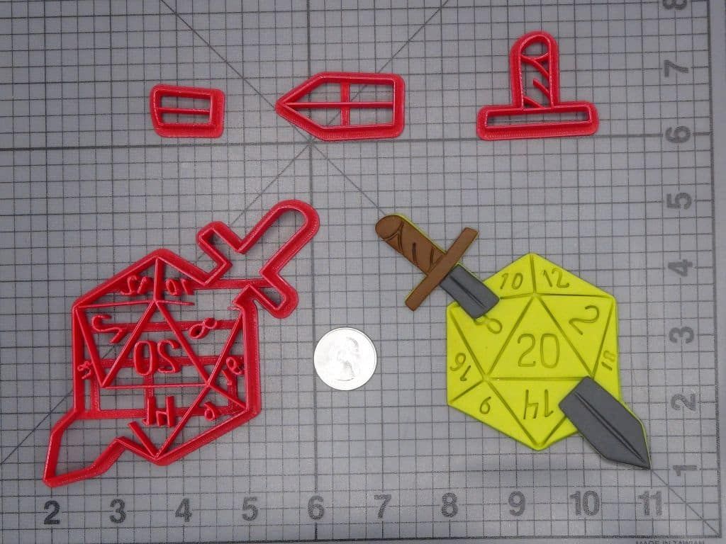 D20 Dice with Sword 266-I197 Cookie Cutter Set