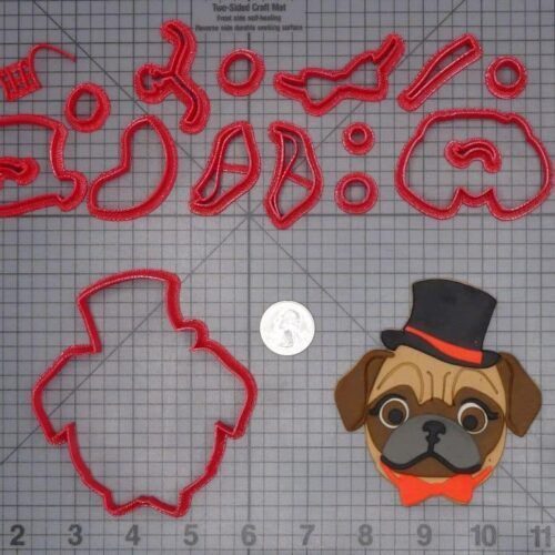 Pug Dog Gentleman Head 266-H134 Cookie Cutter Set