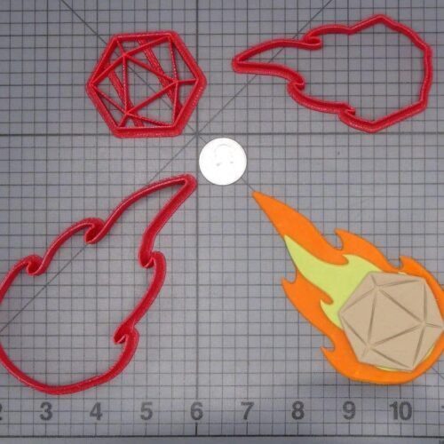 D20 Dice in Flames 266-I224 Cookie Cutter Set