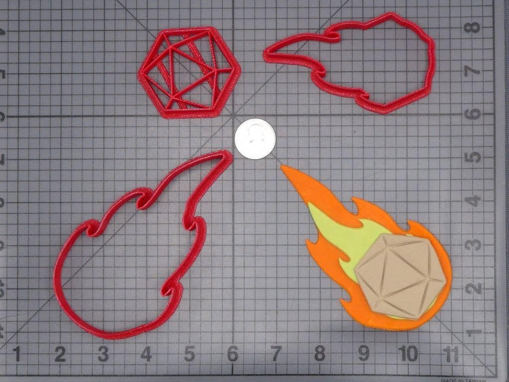 D20 Dice in Flames 266-I224 Cookie Cutter Set