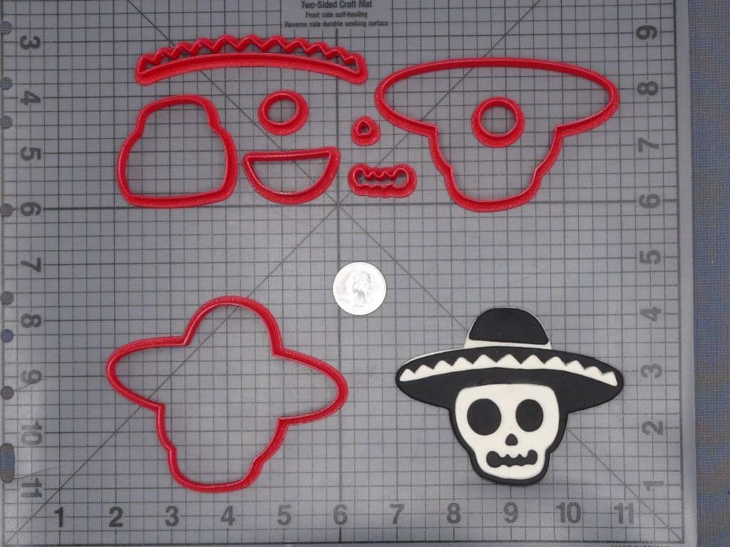 Skull in Sombrero 266-D914 Cookie Cutter Set