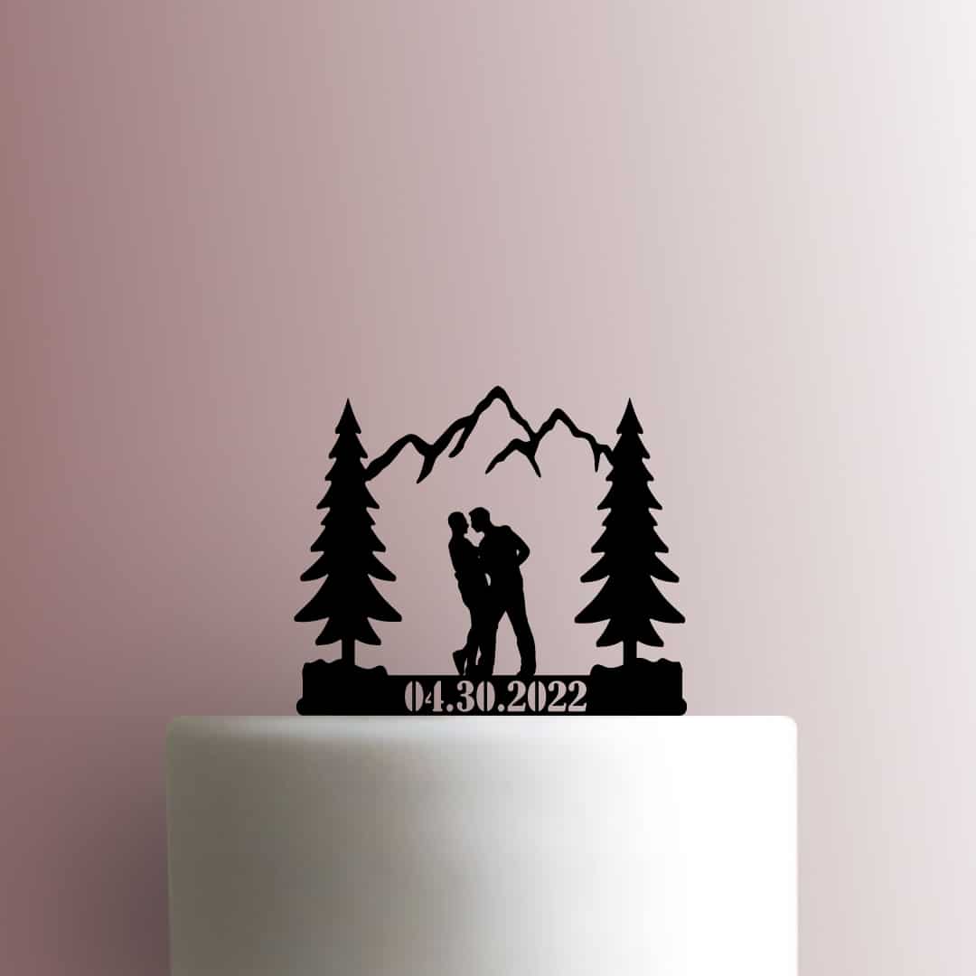 Custom Mountain Gay Couple Date 225-B615 Cake Topper