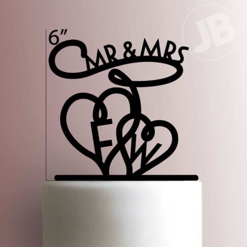 Custom Lasso Hearts Wedding Initials 225-B619 Cake Topper