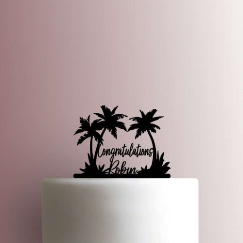 Custom Palm Trees Congratulations Name 225-B626 Cake Topper