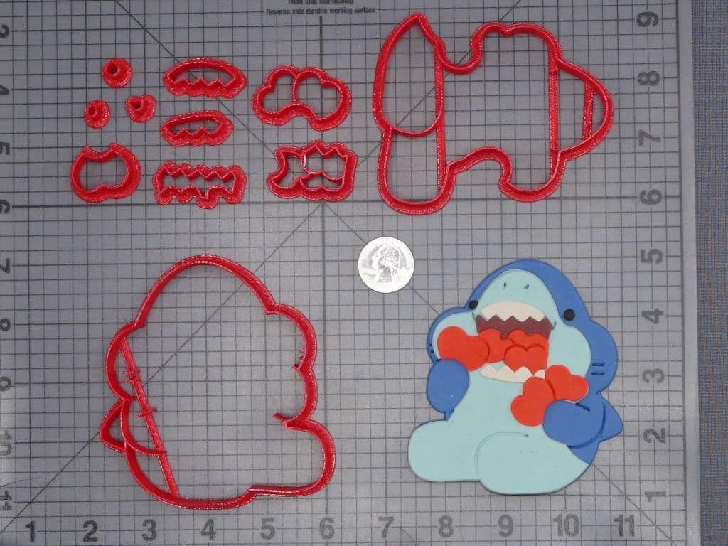 Valentines Day - SAMEZU - Hojiro Shark Eating Hearts 266-I434 Cookie Cutter Set