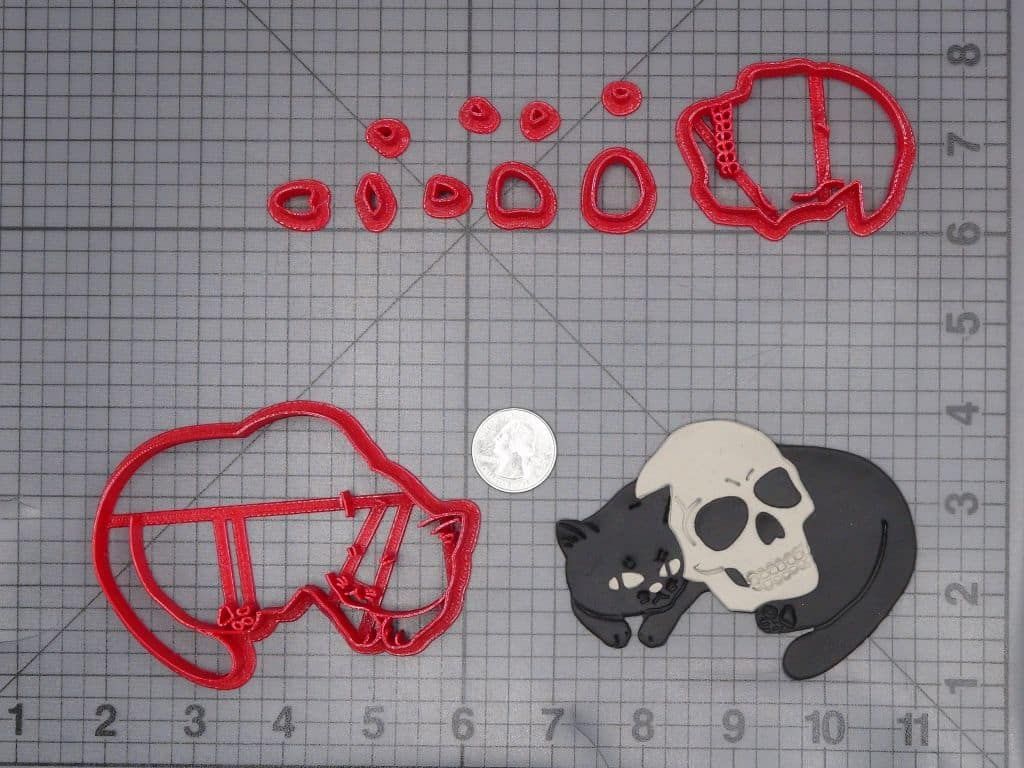 Cat with Skull 266-J348 Cookie Cutter Set