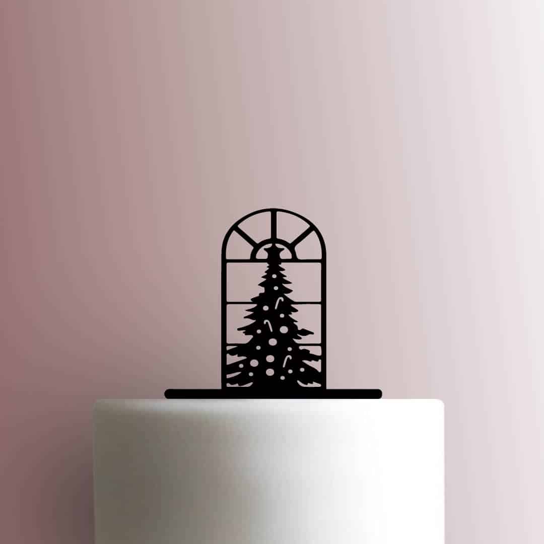 Christmas Tree in Window 225-B679 Cake Topper