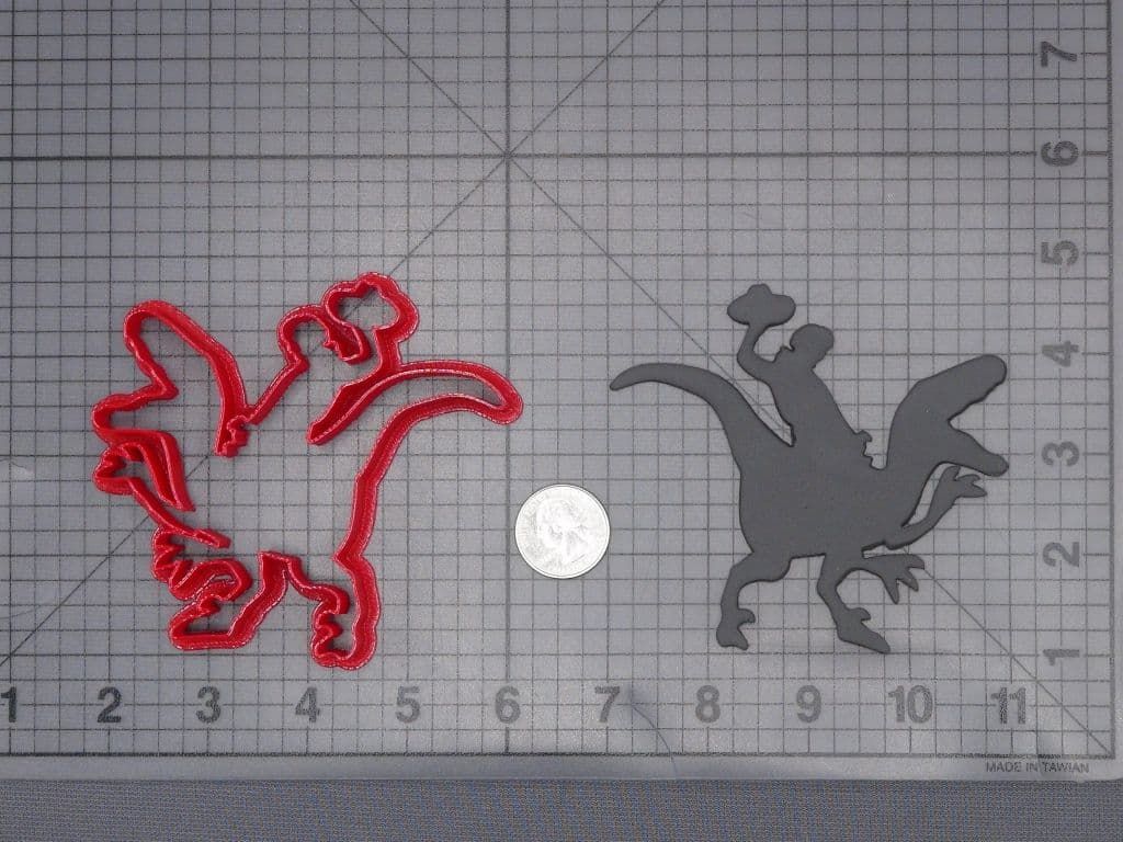 Cowboy on Raptor Dinosaur 266-J429 Cookie Cutter Silhouette