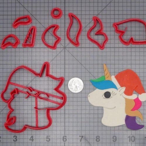 Christmas - Unicorn with Santa Hat 266-J509 Cookie Cutter Set