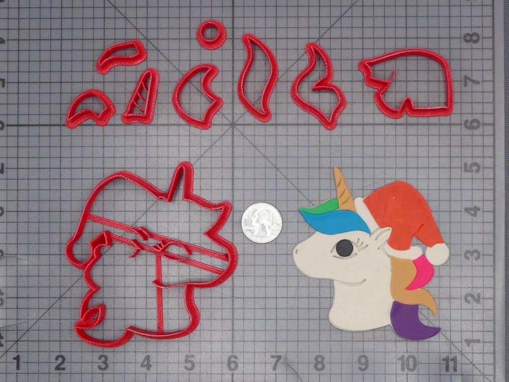 Christmas - Unicorn with Santa Hat 266-J509 Cookie Cutter Set