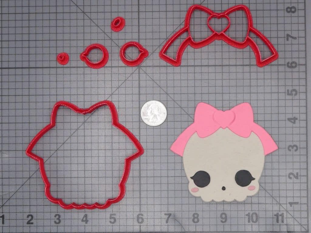Skull with Bow 266-J504 Cookie Cutter Set