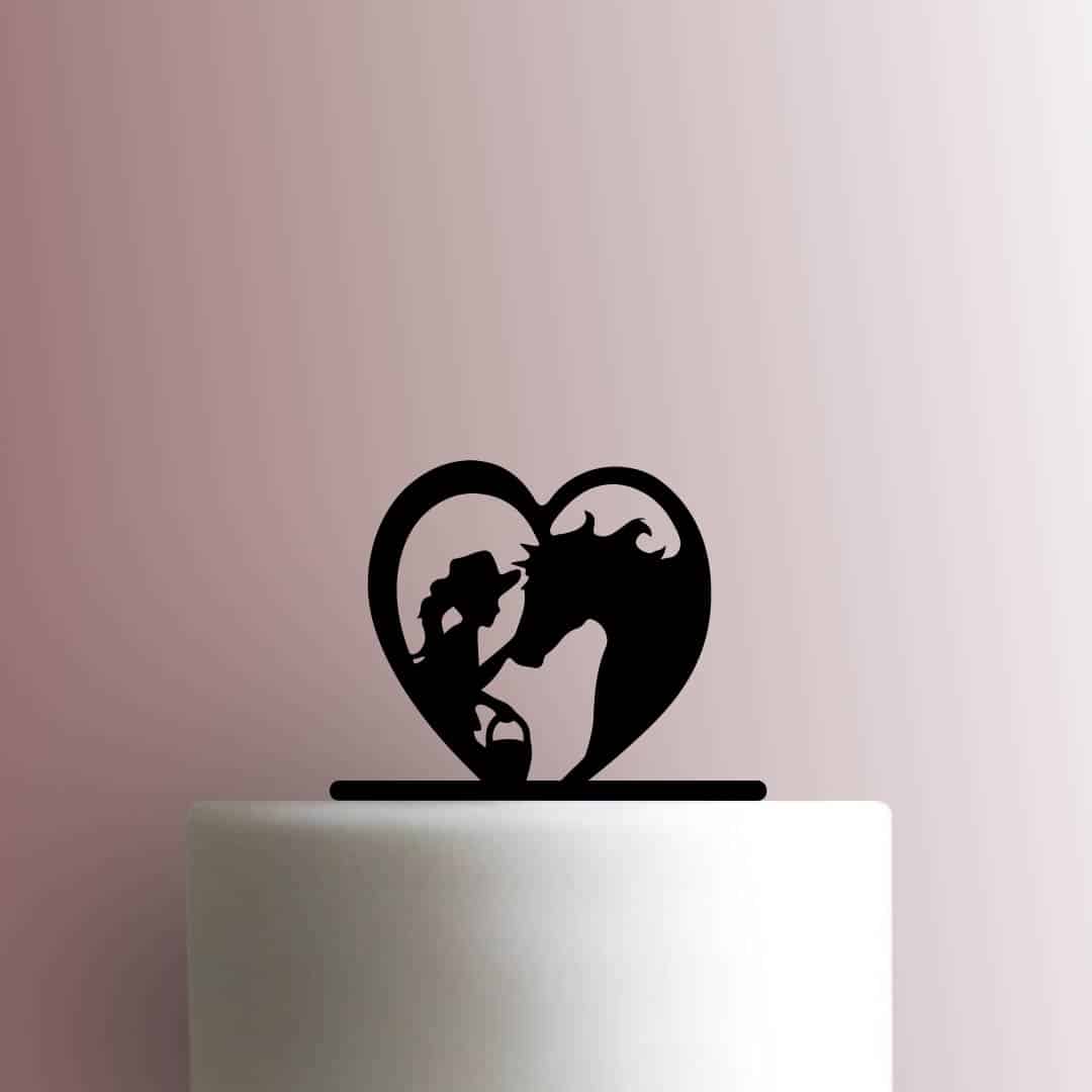 Cowgirl and Horse Heart 225-B693 Cake Topper