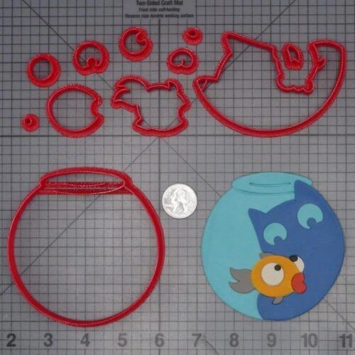 Cat Watching Fish in Bowl 266-J696 Cookie Cutter Set