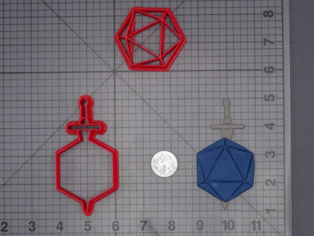 D20 Dice with Sword 266-J870 Cookie Cutter Set