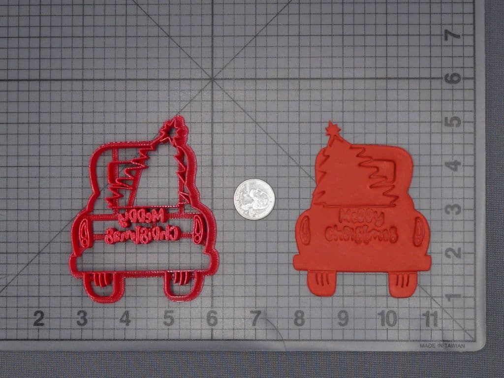 Merry Christmas Truck with Tree 266-J707 Cookie Cutter