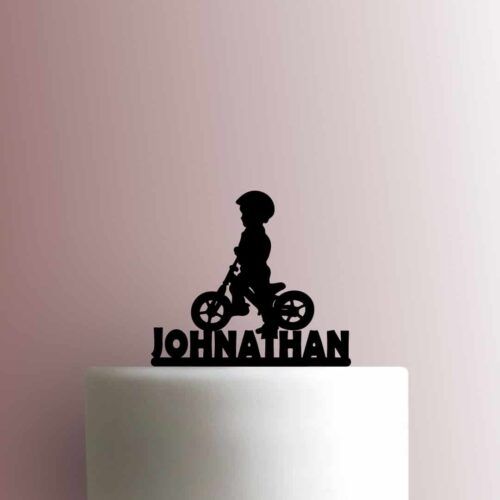 Custom Boy Riding Bike Name 225-B848 Cake Topper